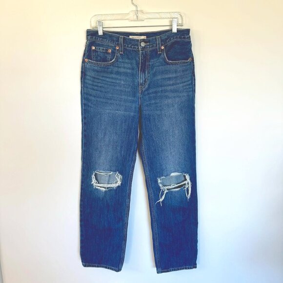 Levi's Low Pro Distressed Medium Wash Baggy Jeans 29 - Picture 1 of 11